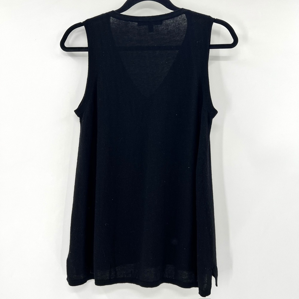 Saks Fifth Avenue Womens Black Wool Cashmere Blend V-Neck Sleeveless Sweater M - Picture 3 of 5